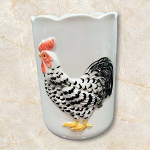 Vtg Otagiri Japan Black White Hen Chicken Kitchen Utensils Holder